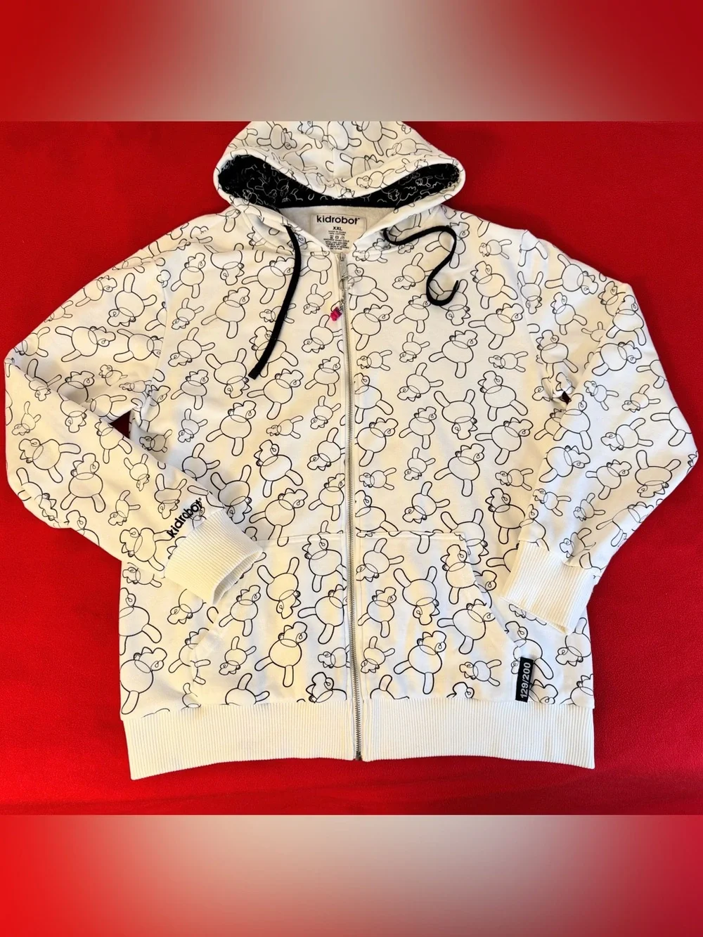 RARE-Kidrobot Dunny Print Logo 129 Of 200 Limited Edition Zip Up Hoodie XXL Mens